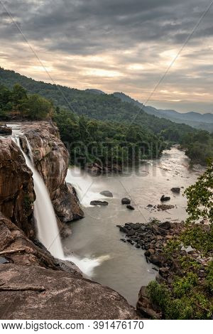 Top view of the Athirappilly waterfalls in Kerala, India