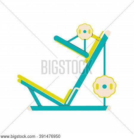 Weight Training Machine For Sport And Fitness, Flat Cartoon Vector Illustration Isolated On White Ba