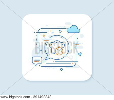 Cooking Timer Line Icon. Abstract Square Vector Button. Frying Stopwatch Sign. Food Preparation Symb