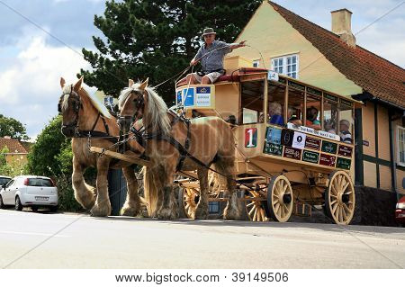 Vecchio tram di cavallo in Svaneke, Bornholm