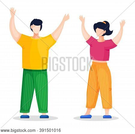 Teamworking, Young People Standing And Holding Hands Up, Raised Hands Volunteer Concept, Team Relati