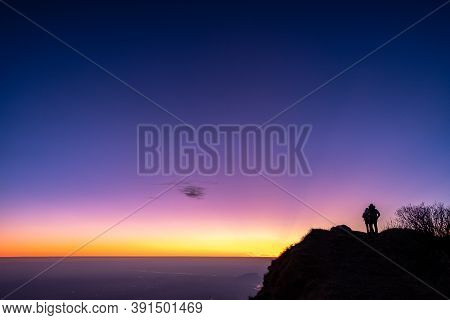 Winter Sunset From An Alpine Peak Of Friuli-venezia Giulia
