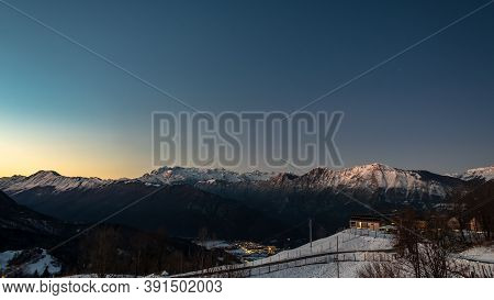 Winter Sunset In The Julian Alps