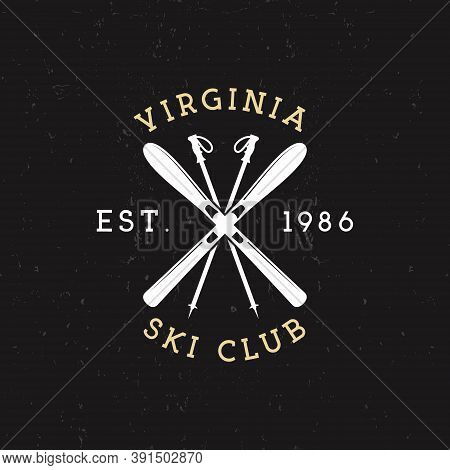 Winter Sports, Ski Club Label. Vintage Mountain Winter Camp Explorer Badge. Outdoor Adventure Logo D