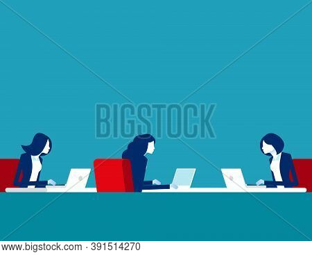 Teamwork Office Space. People Group Workplace Concept