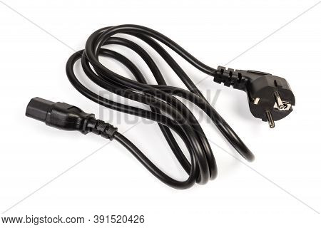Typical Detachable Ac Power Cord With Connectors Molded To The Cord - Cee 7/7 Plug And C13 Receptacl