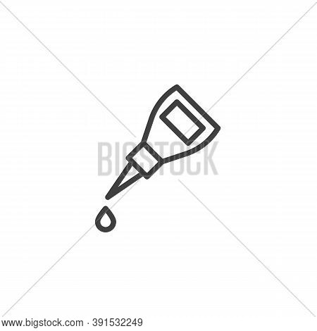Glue Bottle Line Icon. Linear Style Sign For Mobile Concept And Web Design. Glue Drop Outline Vector