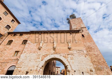 'porta Consolare' (consular Gate), The Monumental Entrance Of Spello, A Charming Little Town In Umbr