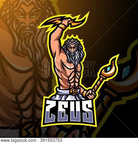 Zeus Esport Mascot Logo Design With Text