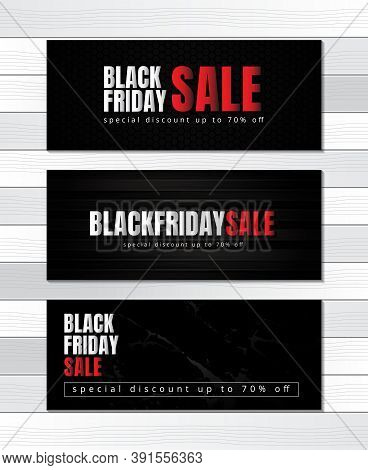 Banner Black Friday Sale On Metal Wood Marble Texture Design Template