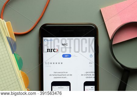 New York, Usa - 26 October 2020: Nrc Mobile App Logo On Phone Screen Close Up, Illustrative Editoria
