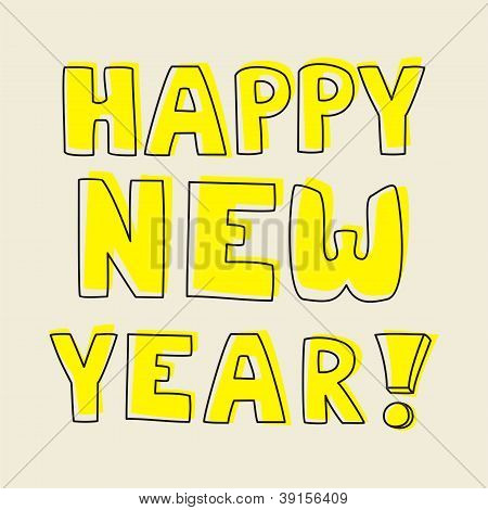 Happy New Year vektor doodle håndtegnede ønsker
