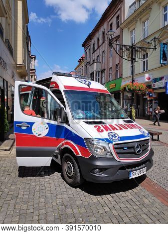 Bytom, Poland - June 25, 2020: Ambulance Of Panstwowe Ratownictwo Medyczne In Bytom, Poland. Prm Sta