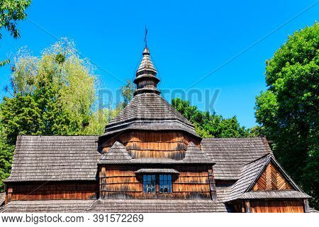 Ancient Wooden Orthodox Church Of St. Nicolas In Pyrohiv (pirogovo) Village Near Kiev, Ukraine