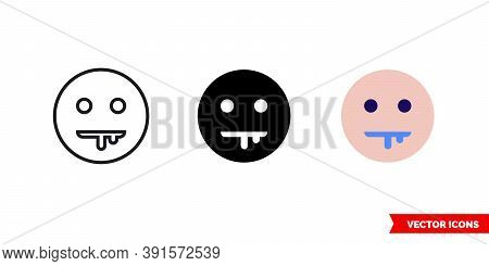 Drooling Face Icon Of 3 Types Color, Black And White, Outline. Isolated Vector Sign Symbol.
