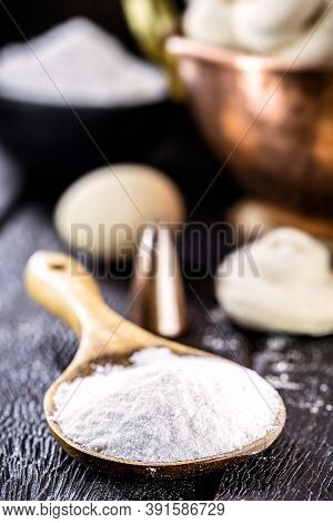 Rustic Wooden Spoon With Sugar, Dose Of Sugar Used In Cooking, Rustic Kitchen