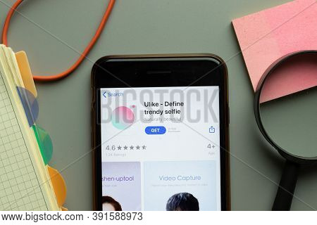 New York, Usa - 26 October 2020: Ulike Define Trendy Selfie Mobile App Logo On Phone Screen Close Up