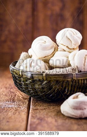 Typical Bakery Sigh, Made In Brazil. Sweet Made From Egg White, Called Merengue. Made With Beaten Wh