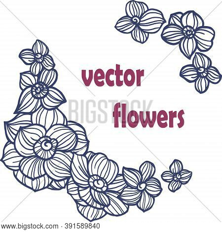 Abstract Flower And Leaf Vector Pattern. Trendy Vintage Style. Ideal For Fabrics, Gift Wrapping Pape