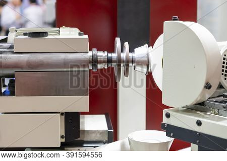 Close Up Diamond Wheel Set On Shaft During High Speed Turn Of Universal Tool Grinder Machine For Ind