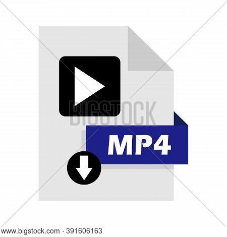 Mp4 Download Video File Format Vector Image. Mp4 File Icon Flat Design Graphic Video Vector