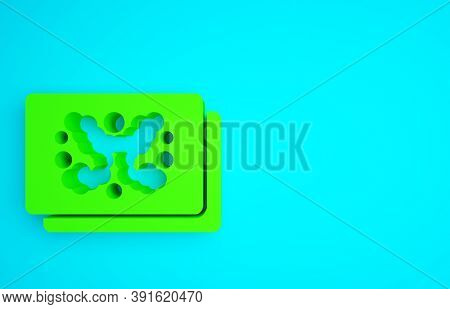 Green Rorschach Test Icon Isolated On Blue Background. Psycho Diagnostic Inkblot Test Rorschach. Min