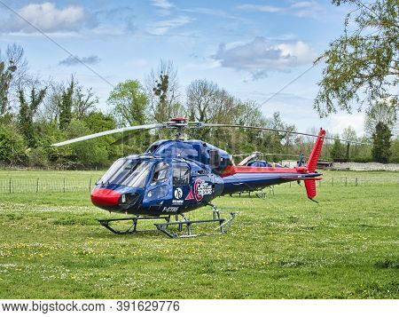Jumieges, France - June Circa 2020. Tv Show Recording La Carte Aux Tresors, Famous Tv Game. Helicopt