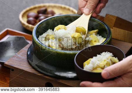 chestnut rice (kuri gohan) is a traditional Japanese fall rice recipe.