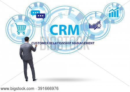 CRM custromer relationship management concept with businessman