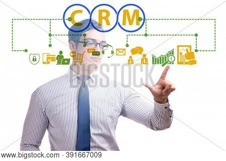 CRM custromer relationship management concept with businessman
