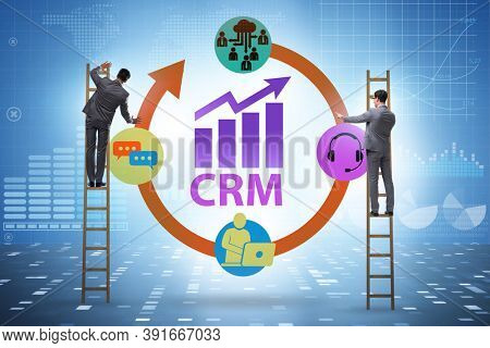 CRM custromer relationship management concept with businessman