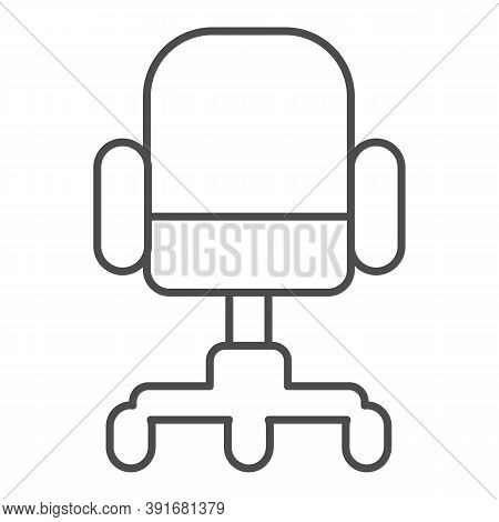 Office Chair Thin Line Icon, Furniture Concept, Swivel Desk Chair Sign On White Background, Office I