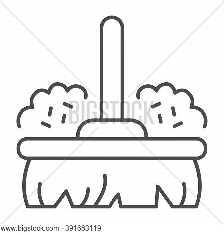 Broom Thin Line Icon, Cleaning Service Concept, Cleaning Tool Sign On White Background, Broom With D