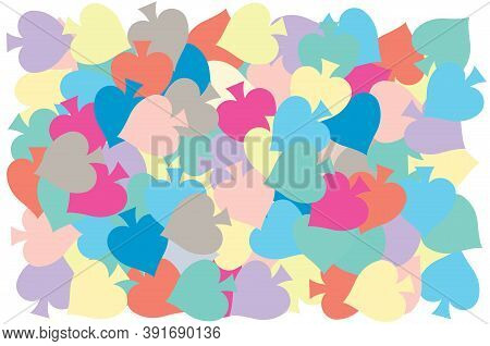 Multi Color Of Spades Put Overlap To Pattern. Colorful Of Geometry Shape Overlay To Texture Of Backd