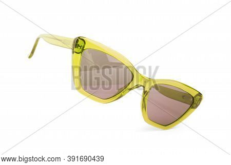Stylish Black Sunglasses Isolated On White Background