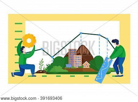 Limate Change Dynamic Graph On The Earth Planet. Global Warming Concept. Idea Of Climate Change And 