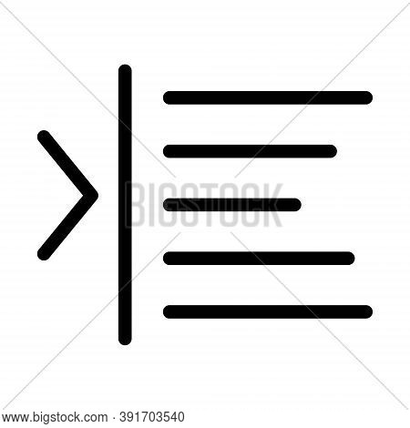 Margin Left Icon Isolated On White Background. Text Editor Alignment Symbol For Website Design, Mobi