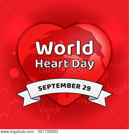 Banner World Heart Day September 29 Vector Illustration