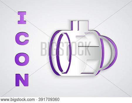 Paper Cut Jet Engine Turbine Icon Isolated On Grey Background. Plane Turbine. Airplane Equipment. Je
