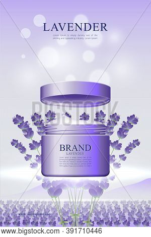 Skin Care Cream Poster In Lavender Environment