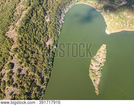 Amazing Aerial View Of Pchelina Reservoir, Pernik Region, Bulgaria