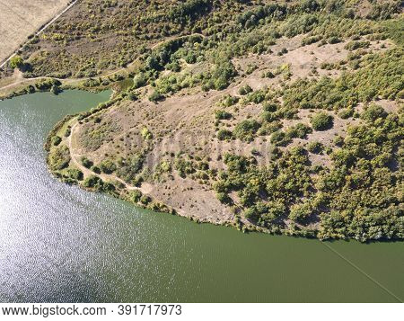 Amazing Aerial View Of Pchelina Reservoir, Pernik Region, Bulgaria