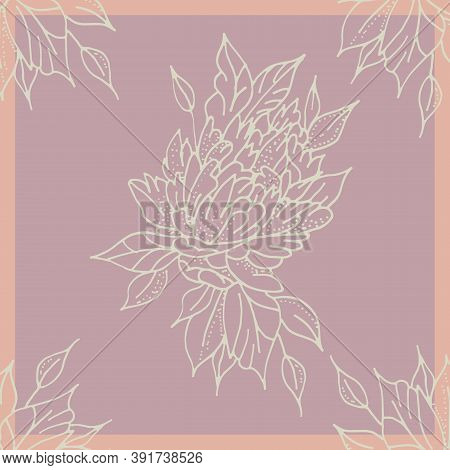 Mockup For Decorating A Ribbon On Social Networks. Background In Pastel Colors With Flowers. Frame F