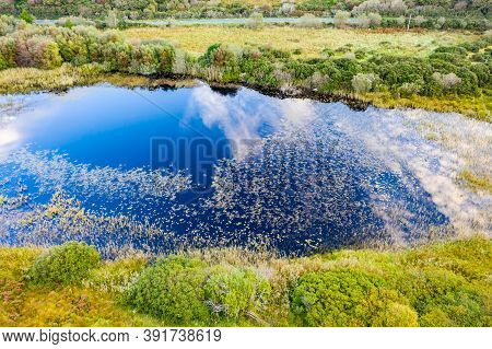 Aerial Of Lake In A Peatbog By Clooney, Portnoo - County Donegal, Ireland