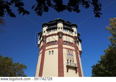 Moenchengladbach City In Germany. Historic Art Nouveau Style Monumental Water Tower (wasserturm).