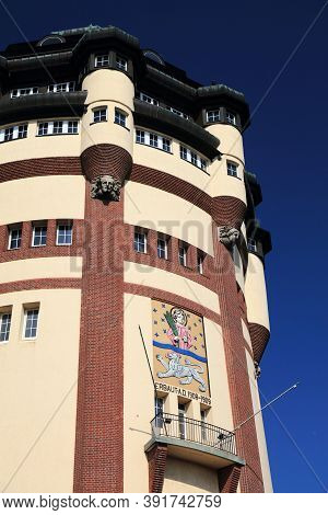 Moenchengladbach In Germany. Historic Art Nouveau Style Monumental Water Tower (wasserturm).