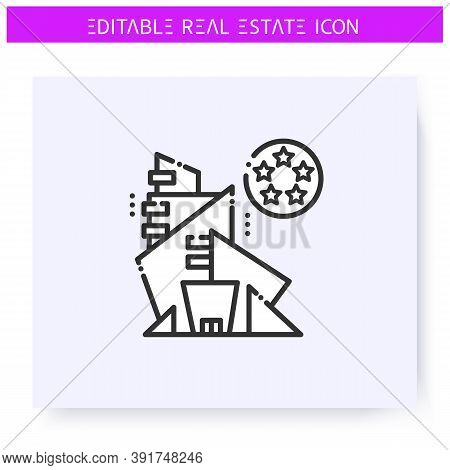Luxury House Line Icon.rent Vip Office Or Apartment In A Modern Skyscraper.real Estate Agency, Housi
