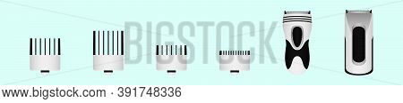 Electrical Hair Clipper Or Shaver Vector Illustration In Monochrome Vintage Style Isolated On Blue B