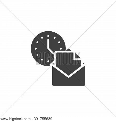 Clock And Newsletter Vector Icon. Filled Flat Sign For Mobile Concept And Web Design. Envelope Mail 