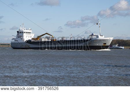 Doel, Belgium, 26 October 2020, Westborg Is A General Cargo That Was Built In 2000 And Is Sailing Un